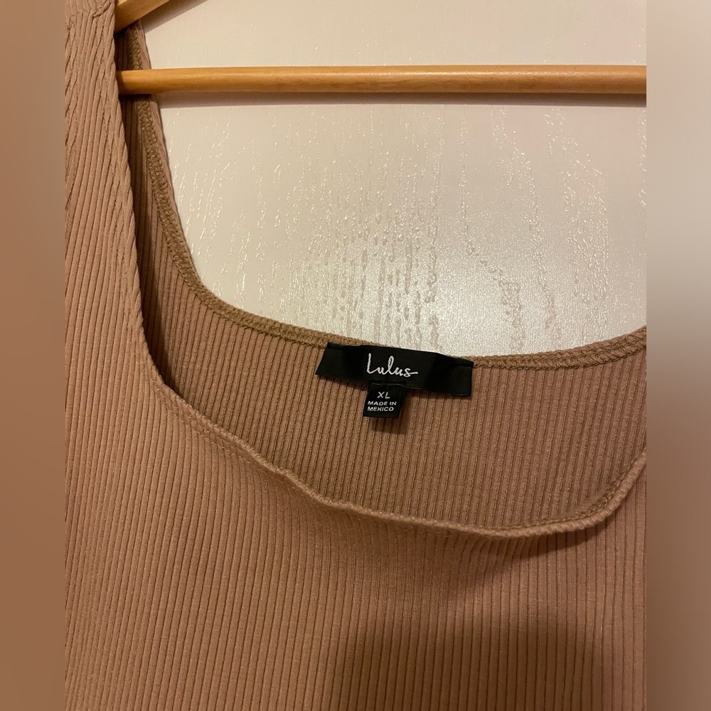 Lulu's Set For Life Tan Ribbed Top - Picture 3 of 7